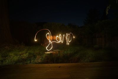 Light painting on tree at night