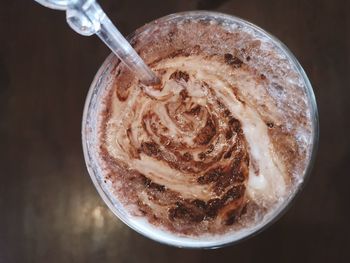 High angle view of coffee on table