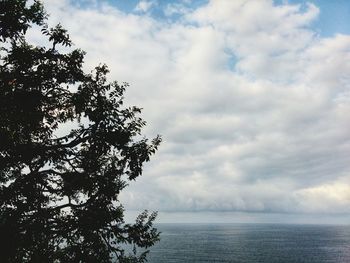 Scenic view of sea against cloudy sky