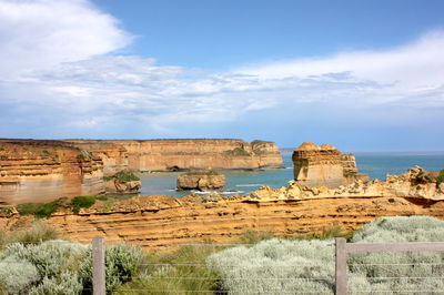 Scenic view of sea against cloudy sky