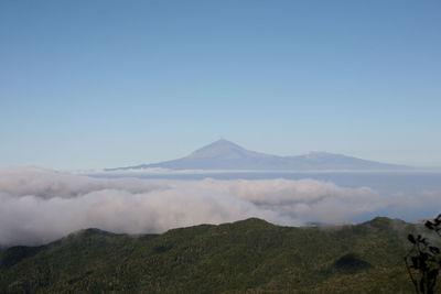 Scenic view of mountains against clear sky