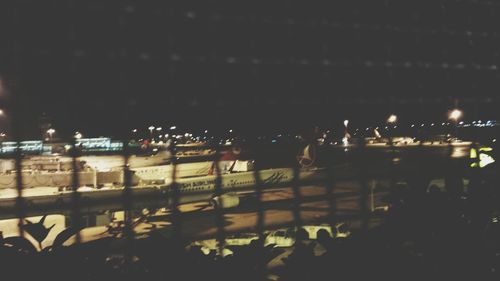 View of illuminated city at night