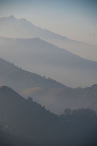 High angle view of mountains against sky