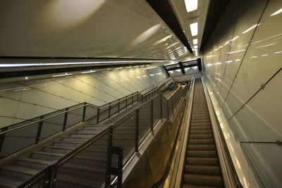 Low angle view of escalator in subway station