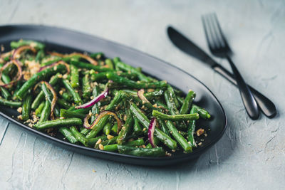 Close-up of salad in plate on table