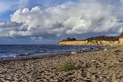 Scenic view of beach against sky
