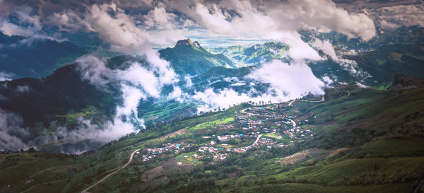 Scenic view of mountains against sky