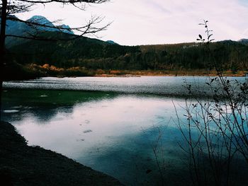 Scenic view of lake against sky