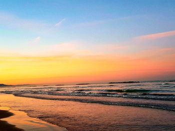 Scenic view of beach during sunset