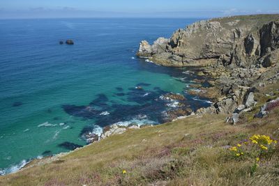 High angle view of sea against sky