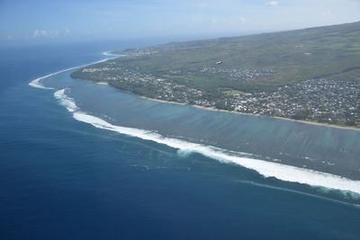 Aerial view of sea against sky