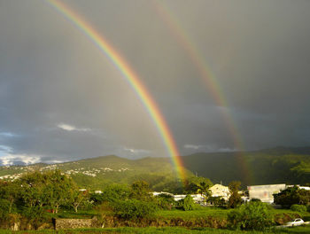 Scenic view of rainbow against sky