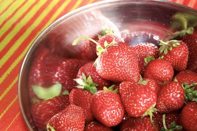 Close-up of strawberries in water