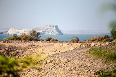 Scenic view of sea against clear sky