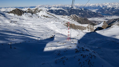 Scenic view of snowcapped mountain range