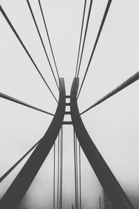 Low angle view of power lines against clear sky