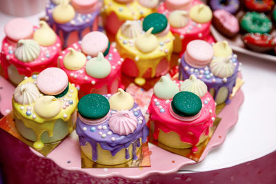 High angle view of cake on table