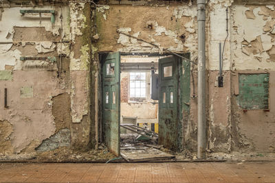 Closed door of building