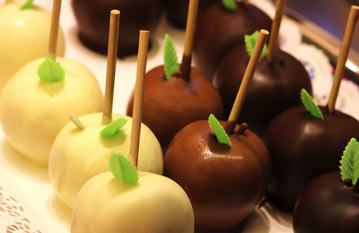 Close-up of fruits in plate