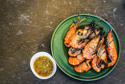 High angle view of fish in bowl