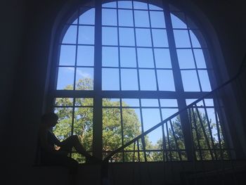 View of building through window