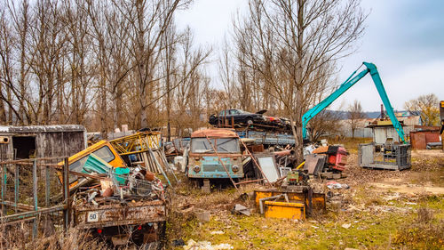 Low angle view of abandoned building