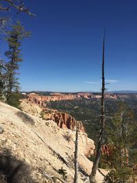 Scenic view of landscape against clear blue sky