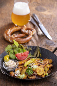 Close-up of food on table