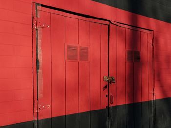 Close-up of red closed door