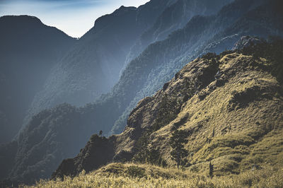 Scenic view of mountain range against sky