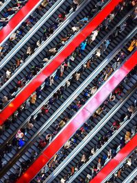 Full frame shot of people on escalators minatomirai station