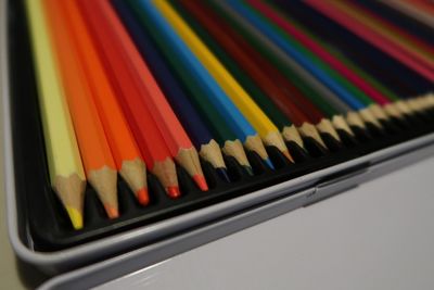 Close-up of colored pencils