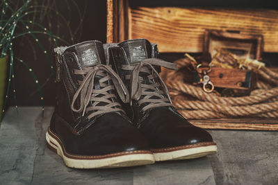 Close-up of shoes on floor