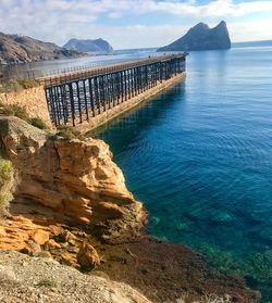 Scenic view of sea against cloudy sky