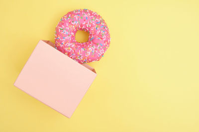 Close-up of cake against white background