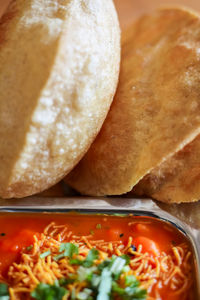 High angle view of meal served in bowl