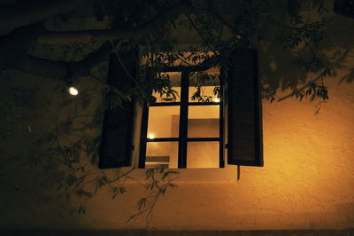 Low angle view of illuminated building