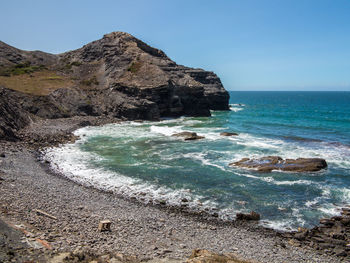 Scenic view of sea against clear sky