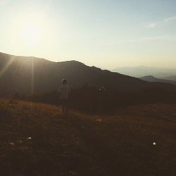 Silhouette of mountain at sunset