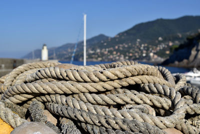 Fishing ropes with sea view