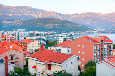 Hotels of budva in montenegro . rental buildings at adriatic sea