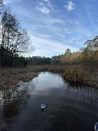 Scenic view of lake against sky