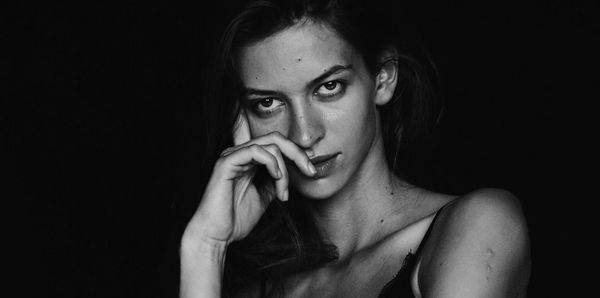 Close-up portrait of a young woman