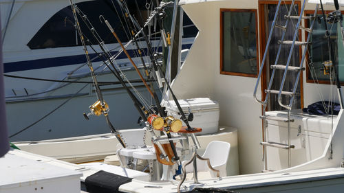 View of boat  fishing equipment