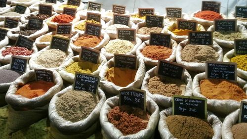 Variety of food for sale at market stall