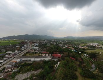 High angle view of townscape against sky