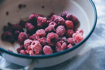 Close-up of strawberries in bowl