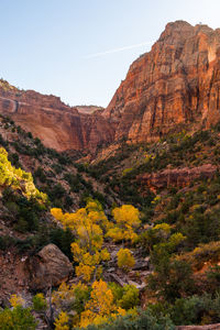 Scenic view of rocky mountains against sky