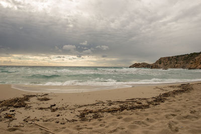 Scenic view of beach against sky