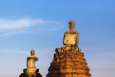 Low angle view of temple against blue sky